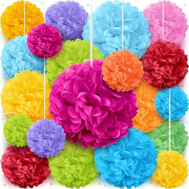 TEMU 20pcs Colorful Tissue Pompom Party Decoration, Halloween Decorations, Christmas Decorations