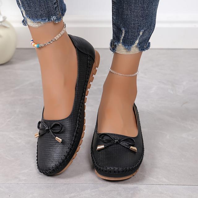 TEMU Solid Color Bow Flat Women's Shoes, Soft-soled Slip-on Loafers, Casual Lightweight Comfortable Fashion Shoes, Women Shoes