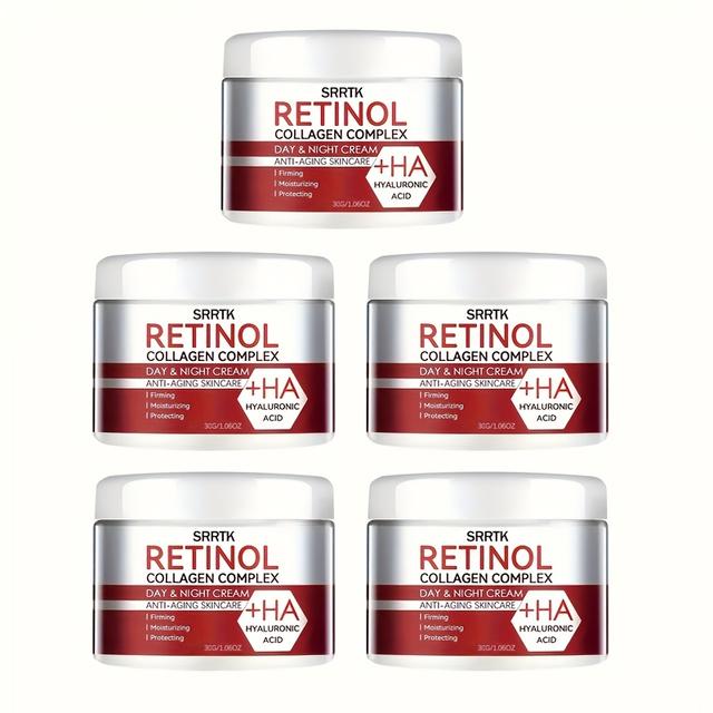 TEMU 5pcs Retinol Collagen Face Cream With Hyaluronic Acid - Moisturizer Suitable For Types, Alcohol-free Collagen-rich Formula To Wrinkles & Firm Under-eye, Jawline - Results