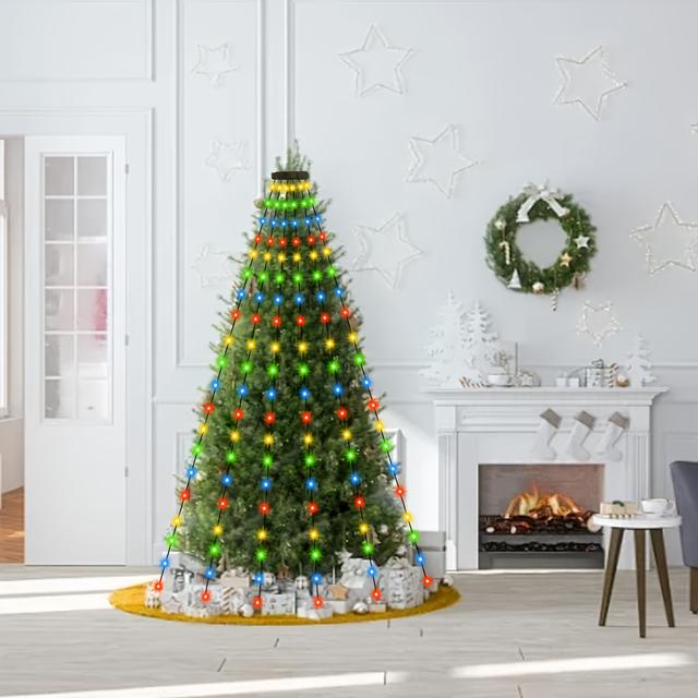 TEMU 1pz Luci Natalizie a LED da 2m/78,74 pollici con Telecomando per Decorazioni Indoor, Alimentazione USB e 8 Modalità di Illuminazione – Ideali per Alberi di Natale, Casa e Feste in Pino o