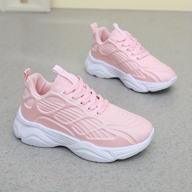 TEMU Women's Korean Style Chunky Platform Sneakers - Height Increasing Lift, Breathable White Thick-soled Shoes With Inner Arch, Casual & S For Short, Stability Cushioning (no Heel Lift)