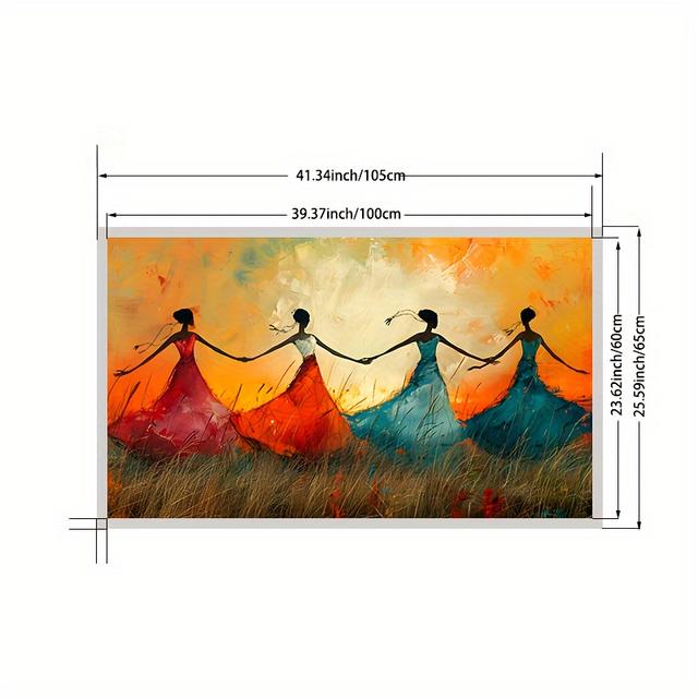 TEMU Encantadoras Mujeres Bailando en Faldas Coloridas - Impresión de Arte en Lienzo HD Grande, Perfecta para Decoración de Hogar, Café o Hotel, Regalo Ideal de Aniversario, 39.37" x 23.62", Sin Marco