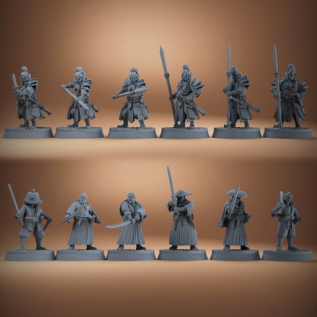 TEMU A Collection Of 12 Figures Including Soldiers And , Rpg Characters, Japanese Warriors, And Models, Featuring Swords And , All Through 3d Printing, Showcasing Creative Designs