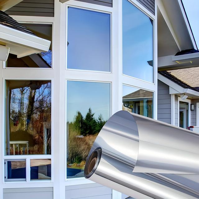 TEMU Clear Privacy Window Film - Heat Reflective, Anti- & Static Cling Pvc Film (5mil) For Windows - Sun Blocking Mirror Tint, Not In