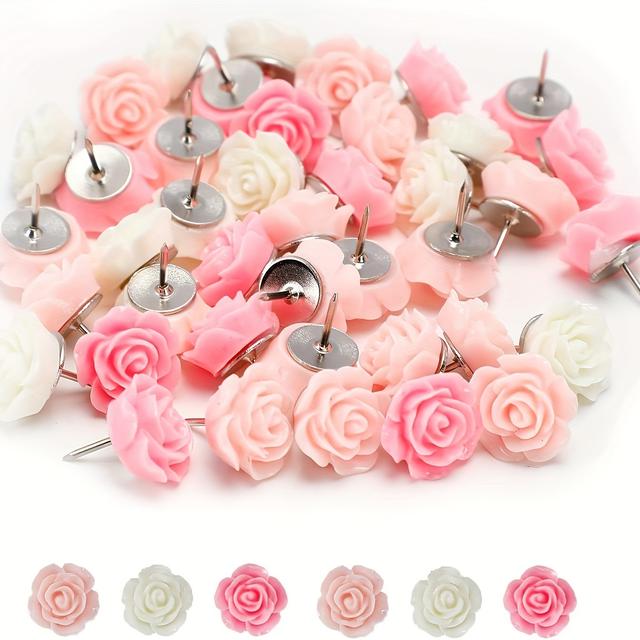 TEMU 20 Flower Push Pins, Creative Bulletin Board Pins, Rose Photo Push Pins, Office Supplies