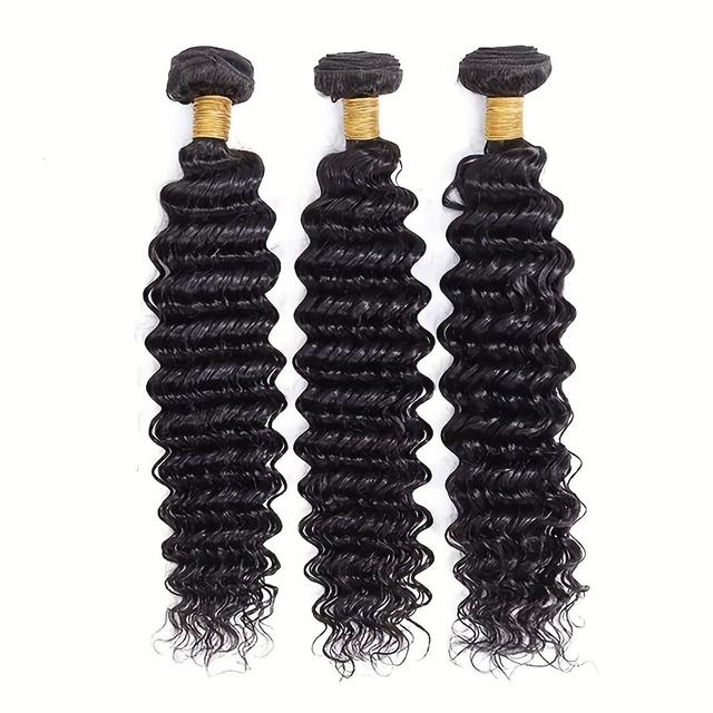 TEMU 3pcs Deep Wave Human Hair Bundles 10-30inch 10a Grade Human Hair Weave Bundles Brazilian Human Hair Extensions