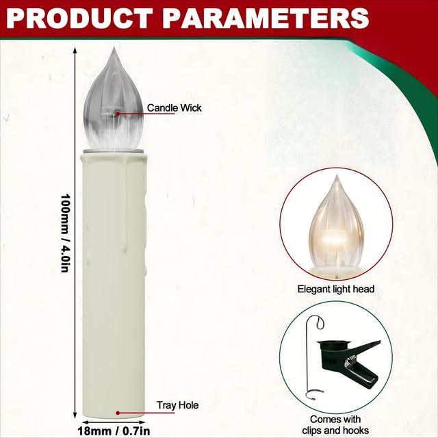TEMU Mini Christmas Candles Led Flameless Tree Candles Christmas Decoration Novelties Set Of 30/40 Pack Warm White Christmas Candles Adjustable Tilt Angle Christmas Tree Candles With Hooks & Clips
