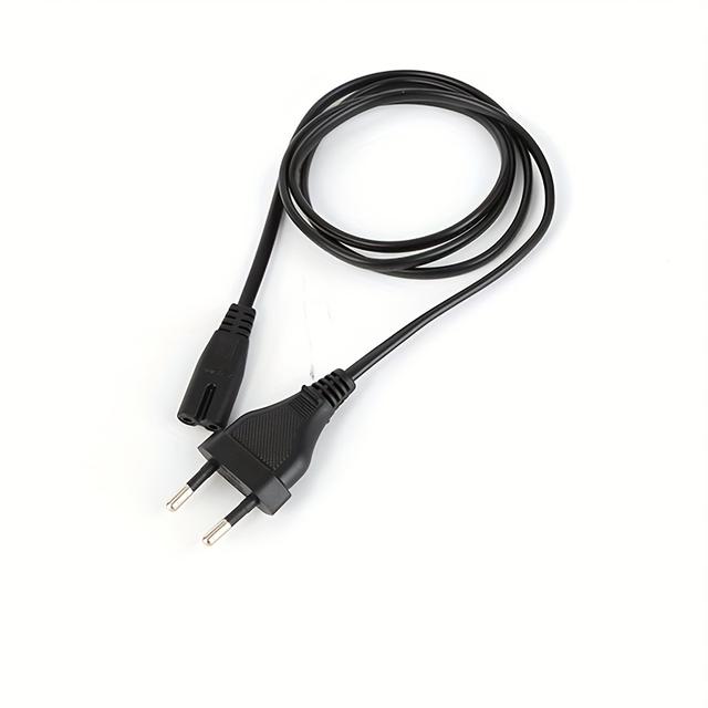 TEMU 1.2-meter Agashe Eu Type C Power Cord With Wires & -way Grounding Tail Plug - Heavy-duty European (250v) For, Office, Appliance - Compatible With European Sockets (black)