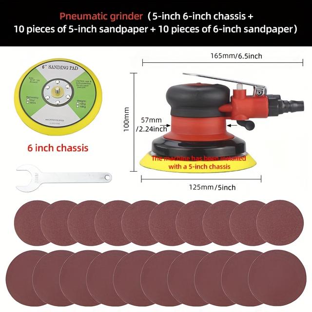TEMU HIFESON Levigatrici pneumatiche da 5 e 6 pollici, levigatrici pneumatiche da 125 mm e 150 mm, strumenti di lucidatura professionali per