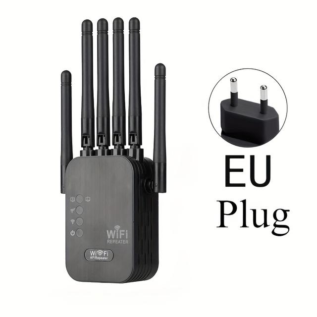 TEMU 2025 Ultra-fast Wifi Repeater With Power, Long-range Wireless For Home Use, -and-play Setup, Connects 64 Devices At , Features 6 For 360° Coverage (up To 8500 ), Includes Ethernet Port