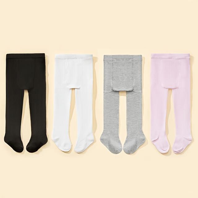 TEMU 4er-Pack Mädchen-Leggings für Frühling Herbst, Einfarbige Kinderstrumpfhosen, Vierfarbiges Matching, Casual Vielseitig Bequeme Strumpfhosen