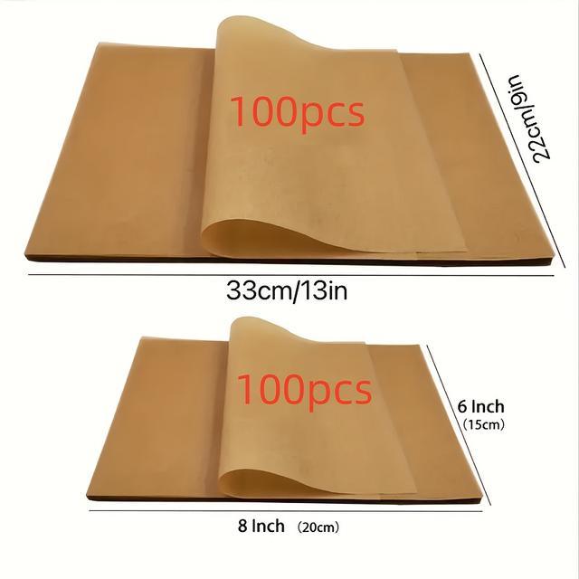 TEMU 100pcs Unbleached Parchment Paper Sheets, Pre-cut Baking Paper For Baking, Cooking, Grilling, Frying & Steaming - Kitchen Tool Accessory For Home Kitchen Use