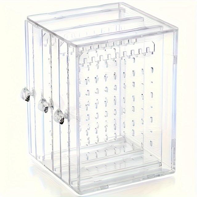 TEMU Jewelry Storage Box, Transparent Three-drawer Earring Organizer, Large Capacity For Earrings, Clips, And Necklace Organization, Transparent Dust-proof Jewelry Box