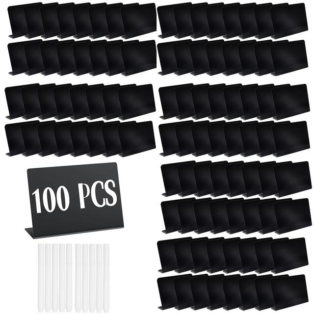 TEMU 100pcs 4"x3" Mini Chalkboard Signs Small Chalkboard Signs For Food Labels, Wedding , Tabletop Chalkboard Signs, Mini Blackboard Signs With 10 Liquid Chalk Markers