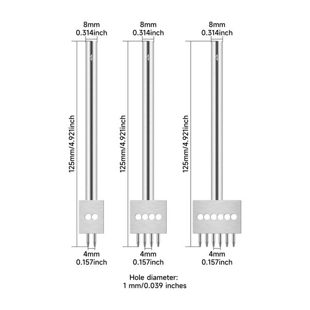 TEMU [ Silvery Row Punch ] 3pcs 4/5/6mm 2/4/6 Teeth Punching Punch Leather Leather Perforation Sewing Round Tools Diy Hand Sewing Leather Art Diy