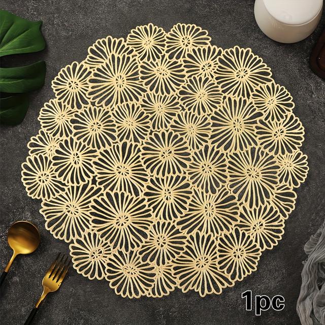 TEMU 1pc/2pcs/4pcs Small Daisy Pvc Placemats, Creative Daisy Table Mats, Floral Table Mats Suitable For Wedding Parties, Dinner Table Decorations