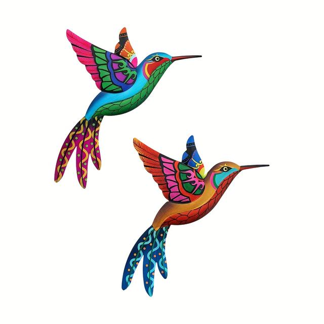 TEMU 【2.5d】 [2.5d] 1pc/2pcs, Metal Hummingbird Wall Decor, Wall Sculpture Decoration, Hanging Ornaments, Suitable For Indoor/outdoor, Home, Office, Outdoor Garden, Yard, Porch, Fence, Room Decoration