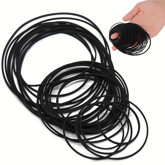 TEMU Pack Of 56 Mix Cassette Tape Machine Belts, Machine Belts, Cassette Tape Machine Belts, Mix Rubber Cassette Belt For Dvd Cd 45-120mm