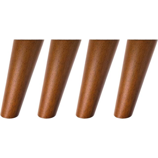 TEMU Round Solid Wood Furniture Legs Sofa Replacement Legs Mid-century Modern/great Ikea For Sofa, Couch, Bed, Coffee Table (6 Inches, Set Of 4, Walnut Color)