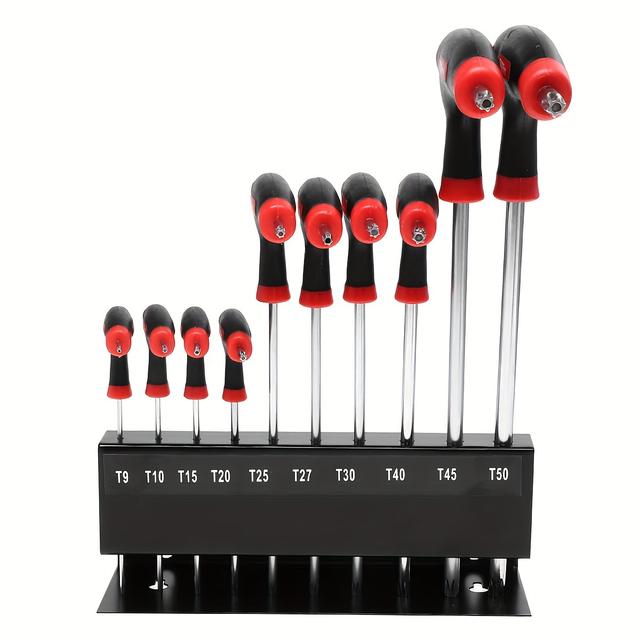 TEMU Set Of 10 T-shaped Hex Keys, Versatile Internal Hex Wrenches, Adjustable Torx Ball Wrenches, Tools For Automotive , And Nut Drivers (with Ball End And Star End).