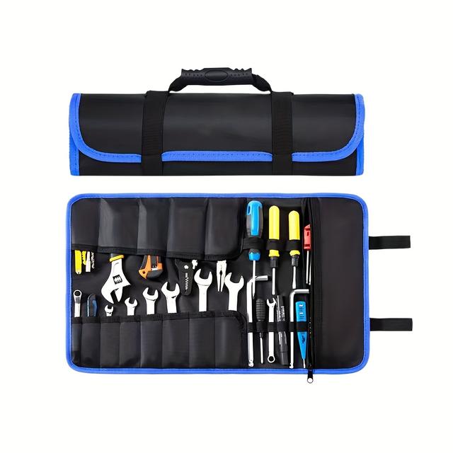 TEMU 1 db Összehajtható Hordozható Kis Táska Szerszámkészlet, Sokfunkciós Csavarkulcs Szervező Tasak, Hajtható Eszközök Autójavításhoz és Villanyszerelő Karbantartáshoz Oxford Anyagú Rendezőtáska