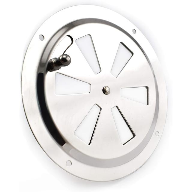 TEMU 1pc Stainless Steel Marine Ventilation Plate With Round Louver, Vent Cover, Golden-plated Deck Vent With Side Knobs For Boat Accessories - Silver