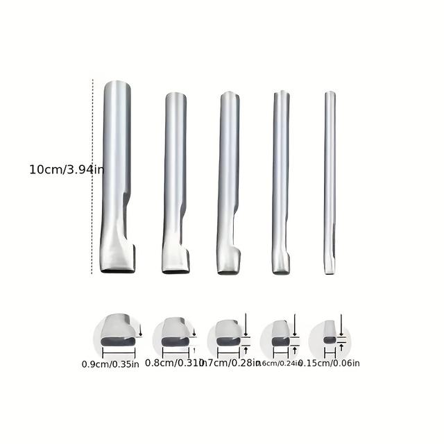 TEMU Juego de 5 piezas de artesanía de cuero pequeño - Ovalado, acero inoxidable, 1,5-, adecuado para bolsos, zapatos y cinturones DIY - Herramientas manuales de resistencia