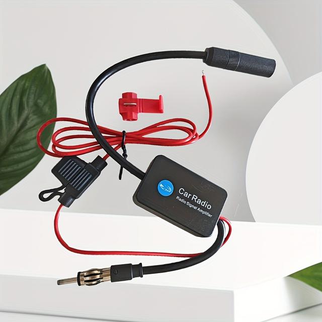 TEMU 1 szt. Uniwersalny wzmacniacz sygnału samochodowego, 12V wzmacniacz anteny FM do samochodów, SUV-ów, systemów audio, odbiorników - trwały, łatwy montaż, nie wymaga baterii