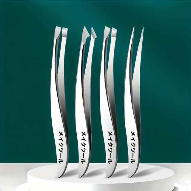 TEMU Set de pinzas profesionales de acero inoxidable con diseño de clip de , ideal para eliminar vello de cejas, nariz y rostro, así como para afeitarse y bigotes sin perfume