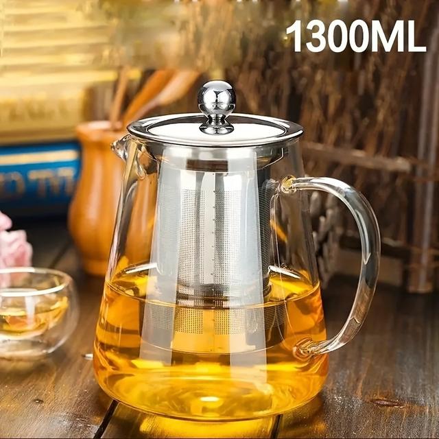 TEMU Tetera de Vidrio Borosilicato Premium con Infusor de Acero Inoxidable - para Lavavajillas, para Elaboración Casera y Regalos , Ideal para Navidad, para Acción de Gracias