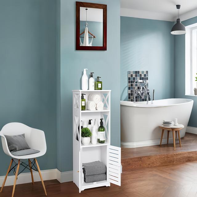 TEMU Mobiletto da bagno minimalista a 3 ripiani, scaffale portaoggetti di grande capacità, mensola portaoggetti multifunzionale, organizer da bagno per riporre accessori da bagno