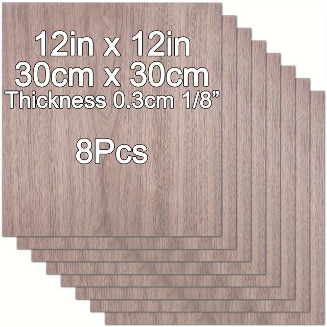 TEMU Walnuss-Holzsperrholz 8 Stück, 0.13" X 11.8" X 11.8" Echtholz Sperrholzplatten Premium für Laserschneiden, Gravieren, CNC-Schneiden, Malen, Bordüren und Holzbrennen