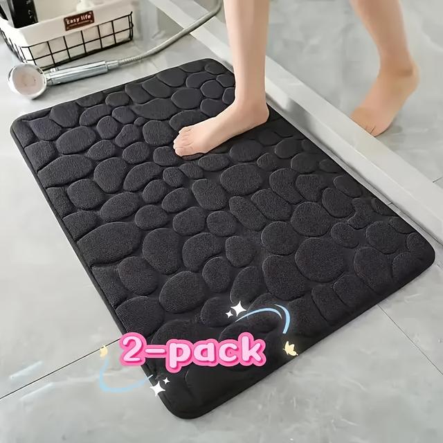 TEMU 1pc/2pcs alfombra de baño de espuma viscoelástica súper , tapete para baño/ducha, accesorios de baño, alfombra para bañera, alfombra para lavandería, alfombra para entrada exterior