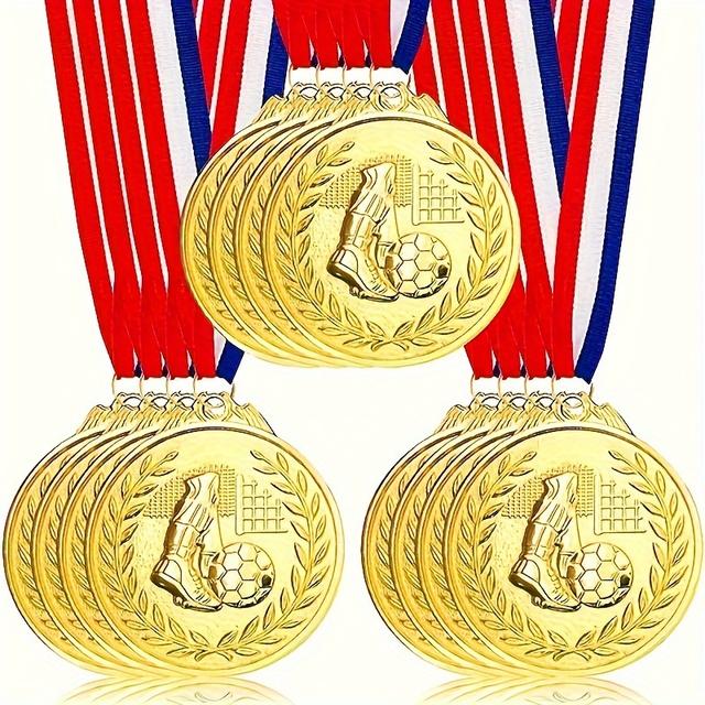 TEMU 12 st Sport Fotboll Medaljer, Basketboll Medaljer Spel Basketboll Medaljer, Gyllene Medaljer Spel Tävling Medaljer Metall Tags