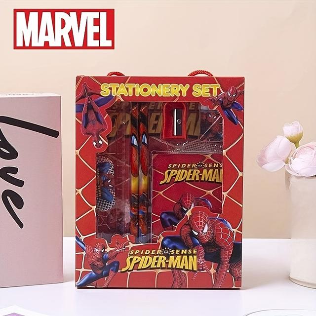 TEMU 6pcs -man Cartoon Set, Includes Ruler, Pencil, Creative Drawing Notebook, And Office Stationery Gift Box, Gift For Valentine's Day, Easter, And Halloween