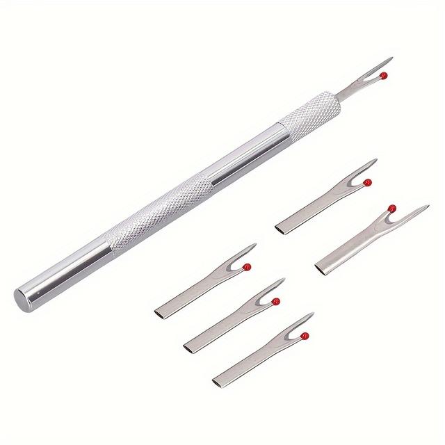 TEMU 6pcs/set Sewing Seam Cutter Metal Seam Ripper Set With 5pcs Replacement Blade Handle Unpicker For Sewing Needlework Diy Craft