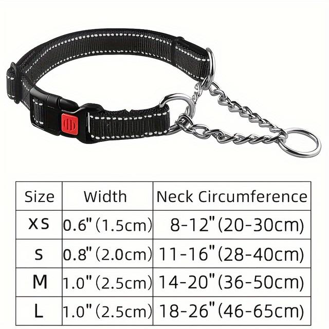 TEMU Martingale Heavy Duty Dog Collar With Stainless Steel Chain, Training Soft Padded Quick Release Safety Buckle Reflective Pet Dog Collars For Small Medium Large Dogs