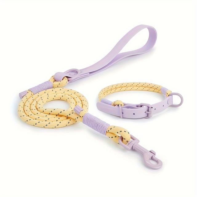 TEMU WAOPET 2개 세트 (강아지용 PVC 손잡이 목걸이 및 리드줄 포함). 편안함과 부드러운 그립감을 위해 설계되었으며, 중간 크기견에서 대형견에게 걸음마 시기 안전성과 제어 향상. 배터리 없음.