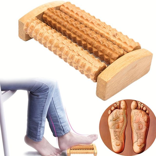 TEMU 1pc 14cm Portable Wooden Foot Massager Relaxation Tool