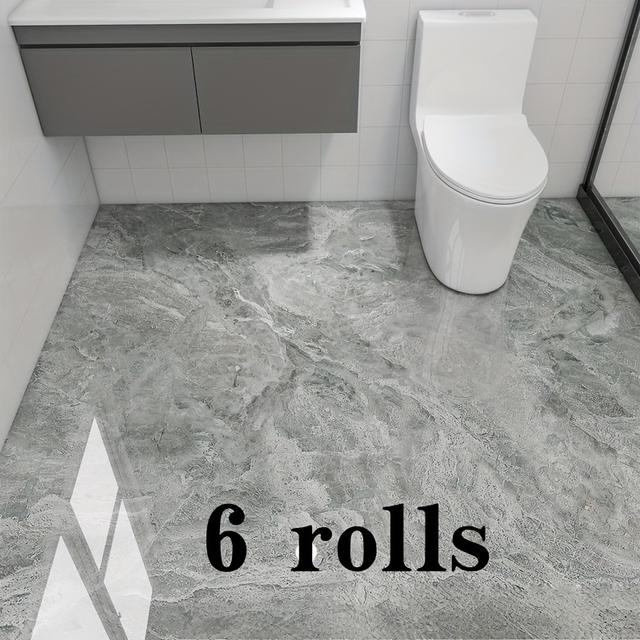TEMU Hat tekercs vízálló padlómatrica fürdőszobákba, öntapadós márvány stílusú felújító és dekorációs matricák a fürdőszoba padlójára