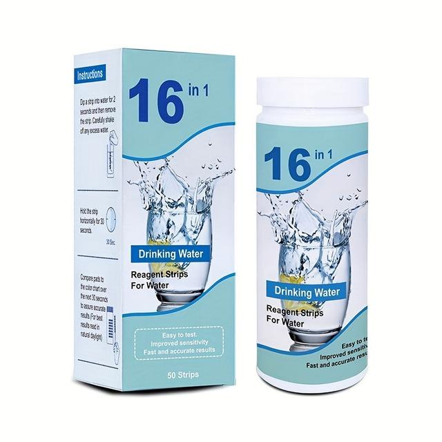 TEMU 16-in-1 Advanced Drinking Water Testing Kit - Water Quality Test Strips And Tap Water Testing - Tests For Ph, Hardness, , Lead, Iron, Copper, Nitrates, Nitrites, And More