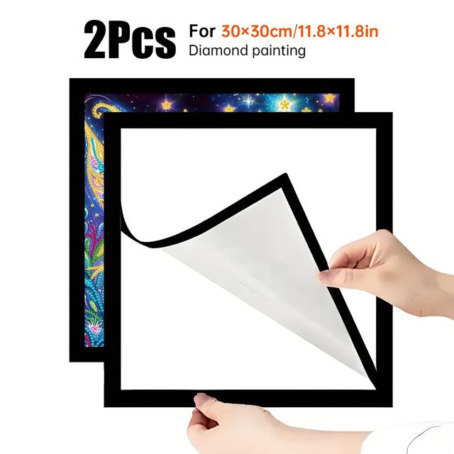 TEMU 2/4 szt. Magnetyczne Ramki do Malowania Diamentami, Samoprzylepne Podłoże do Zdjęć z Diamentami, Ramki do Dekoracji Domowej, Galeria Sztuki, Pasują do Płócien 20x20cm, 30x30cm, 30x40cm