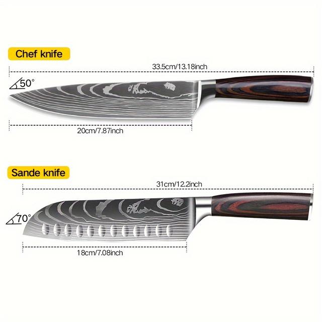 TEMU 2pcs Chef's Knife Set, 's Knife Kitchen Knife, Knife, Knife Made Of High Quality Carbon Stainless Steel, Extra Sharp Knife Blade With Ergonomic Handle
