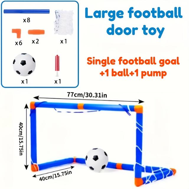 TEMU Indoor Mini Toy Soccer Goal Set With Ball And Net, 77cm Wide, Easy To Assemble, Suitable For Park Or Beach Parent-child Activities, Children's Festival Gift And Birthday Gift For Boys And Girls