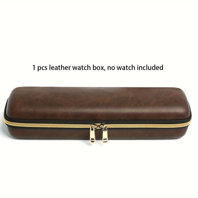 TEMU Premium Pu Leather Watch Box, Holds 5 Watches, Hard Shell Travel Case With Velvet Lining And 5 Shockproof Watch Pillows