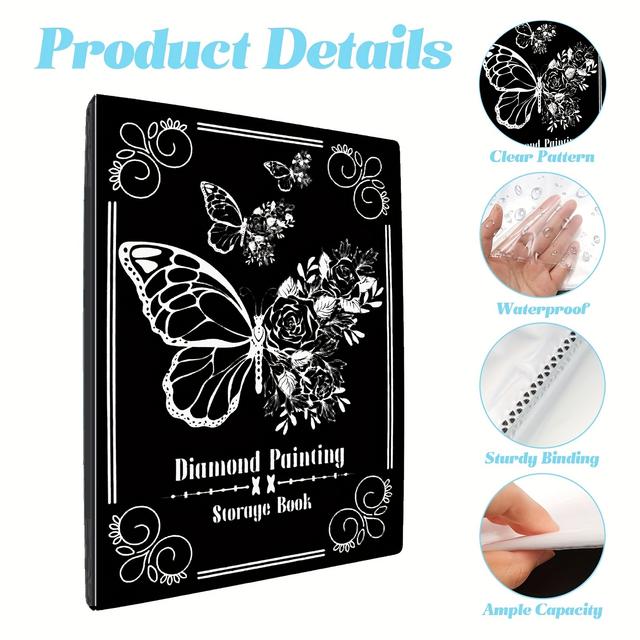 TEMU A3 Diamond Painting Organizer, 30 Page Art Portfolio For Storing Large - Fits 12x16 Inch Diamond Paintings