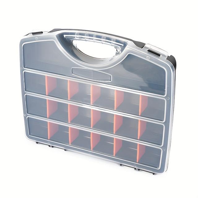 TEMU 1pc Durable Waterproof Plastic Storage Box With Drawer, Multi-compartment Organizer For Screws And Hardware, Portable Snap Closure Parts Container, Waterproof Storage Box