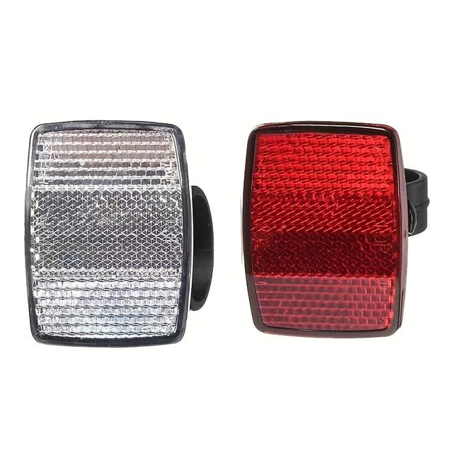 TEMU (set Of 2/4, Square, Non-electric) Bicycle And Mountain Bike Front And Rear Warning Tail Lights, Front And Rear Reflectors, Reflective Plates, Tail Lights, Reflectors