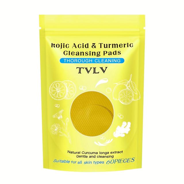 TEMU مناديل تنظيف الكركمين، تنظيف عميق بلون بيج فاتح لإشراقة الوجه، 60 قطعة/كيس - 1 كيس