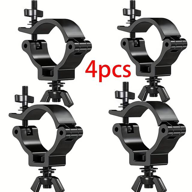 TEMU 4pcs Heavy Duty Aluminum Stage Lighting Mount (black) 2 Inch Clamp For Moving Head Light/par Light/spotlight, Fits 48-51mm Od Tubing/pipe, 220lbs